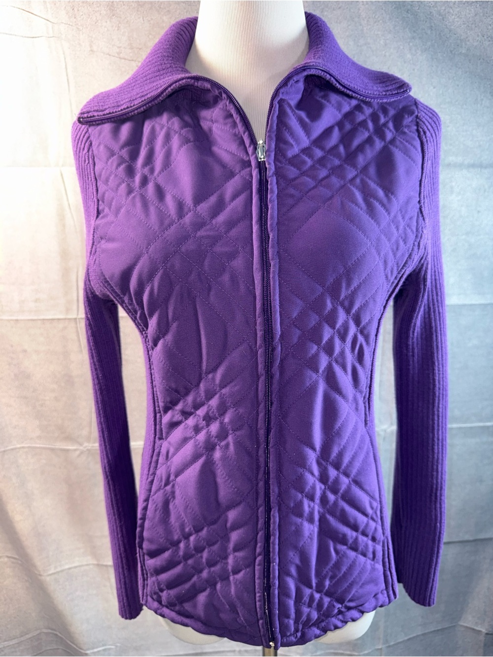1433-croft & barrow Purple Quilted Zip-Up Women's Jacket